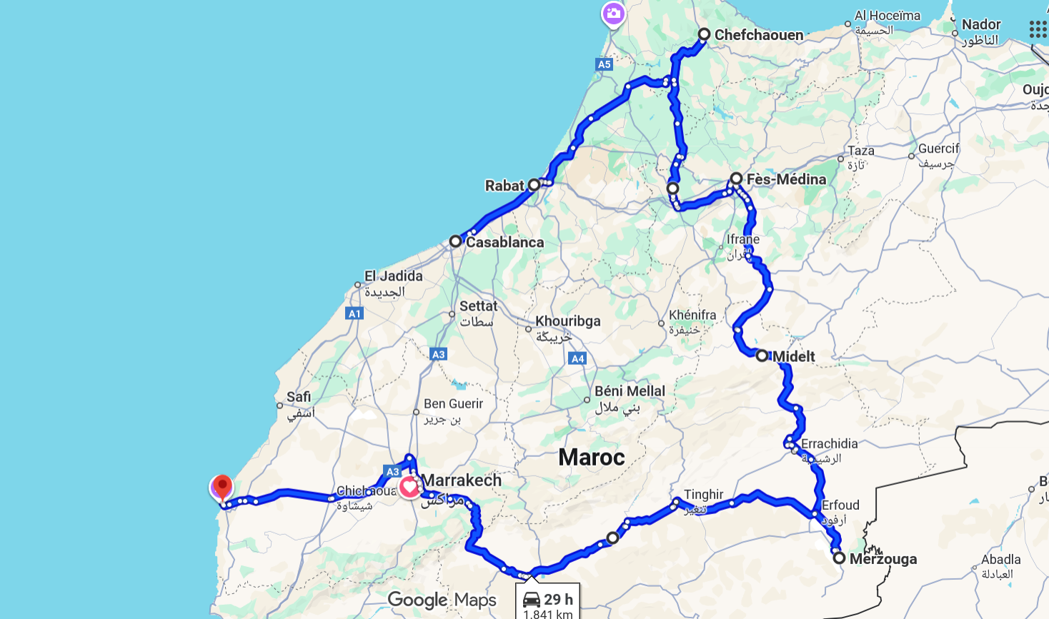 Ciudades Imperiales y Desierto - Itinerario