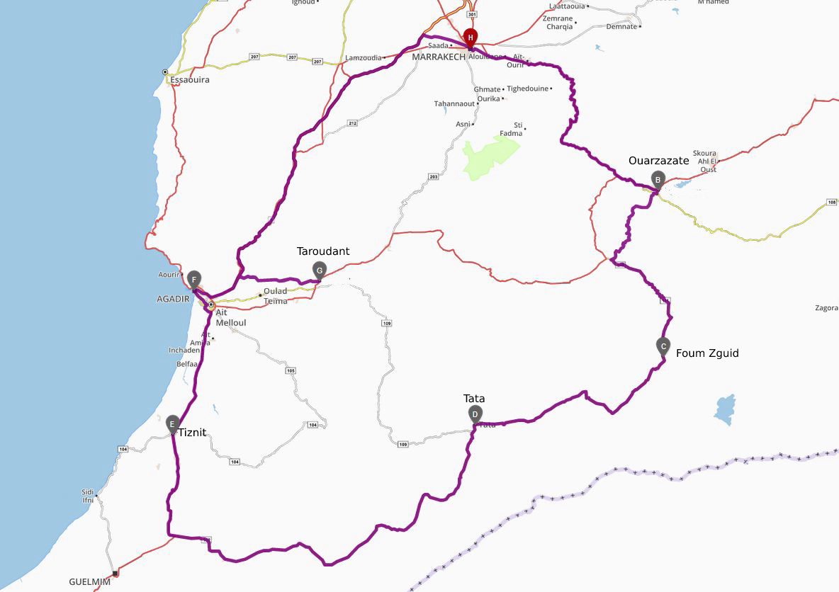 Souss et le Grand Sud - Itinéraire
